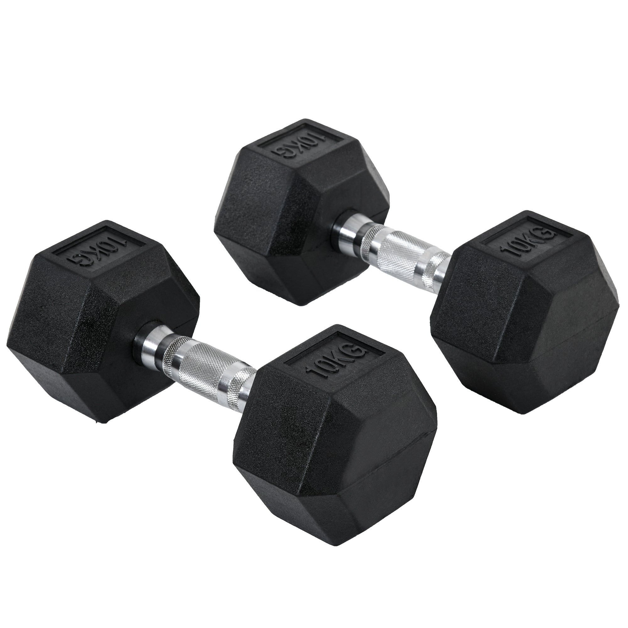 2x10kg Hex Dumbbells Set Rubber Dumbbells Weight Lifting Equipment Fitness Home Gym